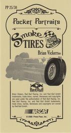 2009 Press Pass - Pocket Portraits Smoke Tires #PP P25 Brian Vickers Back