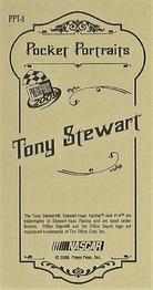 2009 Press Pass - Pocket Portraits Target #PPT-4 Tony Stewart Back