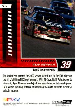 2009 Press Pass - Red #217 Ryan Newman Back