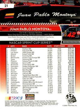 2009 Press Pass - Red #21 Juan Pablo Montoya Back