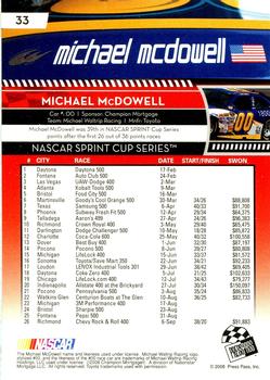 2009 Press Pass - Red #33 Michael McDowell Back