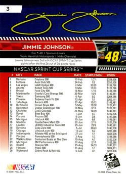 2009 Press Pass - Red #3 Jimmie Johnson Back