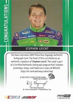2009 Press Pass - Signings Gold #NNO Stephen Leicht Back