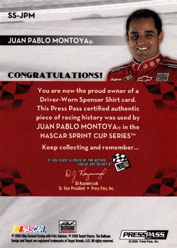 2009 Press Pass - Sponsor Swatches #SS-JPM Juan Pablo Montoya Back
