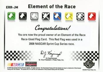2009 Wheels Element - Elements of the Race Red Flag #ERR-JM Juan Pablo Montoya Back