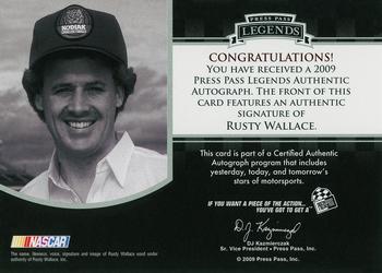 2009 Press Pass Legends - Autographs #NNO Rusty Wallace Back