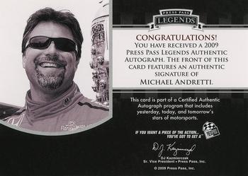 2009 Press Pass Legends - Autographs Gold #NNO Michael Andretti Back