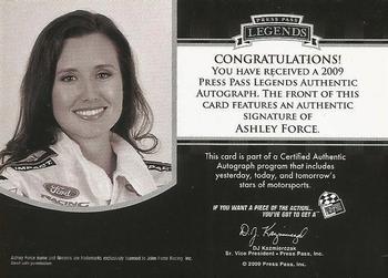 2009 Press Pass Legends - Autographs Gold #NNO Ashley Force Hood Back