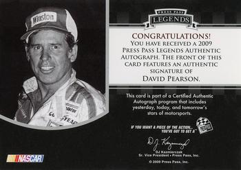 2009 Press Pass Legends - Autographs Gold #NNO David Pearson Back