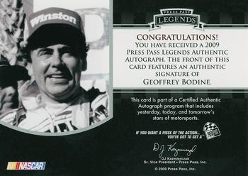2009 Press Pass Legends - Autographs Holofoil #NNO Geoffrey Bodine Back