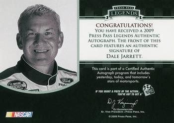 2009 Press Pass Legends - Autographs Holofoil #NNO Dale Jarrett Back