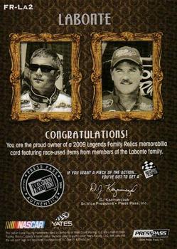 2009 Press Pass Legends - Family Relics Bronze #FR-La2 Terry Labonte / Bobby Labonte Back