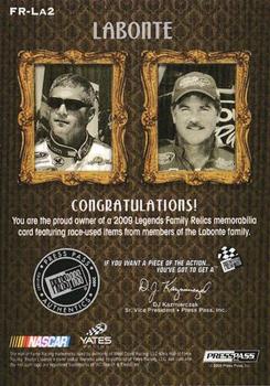 2009 Press Pass Legends - Family Relics Silver #FR-La2 Terry Labonte / Bobby Labonte Back