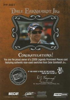 2009 Press Pass Legends - Prominent Pieces Bronze #PP--DE1 Dale Earnhardt Jr. Back