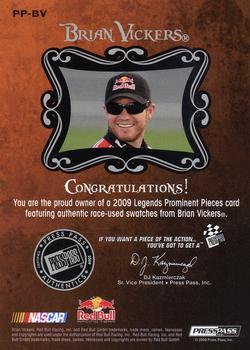 2009 Press Pass Legends - Prominent Pieces Gold #PP-BV Brian Vickers Back