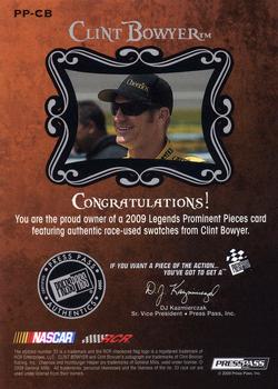 2009 Press Pass Legends - Prominent Pieces Gold #PP-CB Clint Bowyer Back