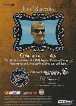 2009 Press Pass Legends - Prominent Pieces Silver #PP-JB Jeff Burton Back