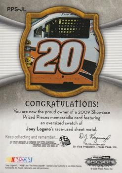 2009 Press Pass Showcase - Prized Pieces Sheet Metal #PPS-JL Joey Logano Back