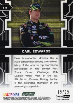 2009 Press Pass Stealth - Chrome Gold #54 Carl Edwards' Rig Back