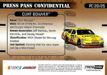 2009 Press Pass Stealth - Press Pass Confidential Confidential! #PC 20 Clint Bowyer Back