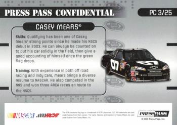2009 Press Pass Stealth - Press Pass Confidential Secret! #PC 3 Casey Mears Back
