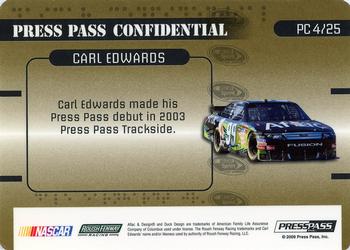2009 Press Pass Stealth - Press Pass Confidential Top Secret! #PC 4 Carl Edwards Back