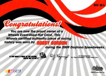 2009 Wheels Main Event - Hat Dance Double #HD-RG Robby Gordon Back