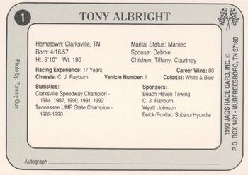 1993 Jags #1 Tony Albright Back