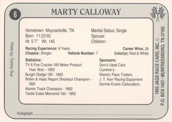 1993 Jags #6 Marty Calloway Back