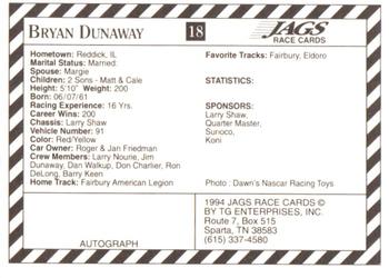 1994 Jags #18 Bryan Dunaway Back