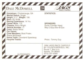 1994 Jags #38 Dale McDowell Back