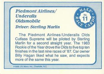 1988 Maxx #11 Sterling Marlin's Car Back