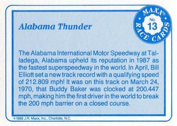 1988 Maxx #13 Alabama Thunder Back