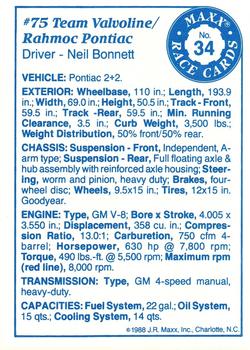 1988 Maxx #34 Neil Bonnett's Car Back