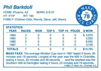 1988 Maxx #78 Phil Barkdoll Back