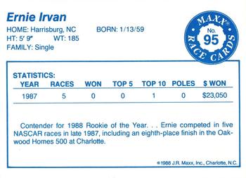 1988 Maxx #95 Ernie Irvan Back
