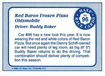 1988 Maxx #96 Buddy Baker's Car Back