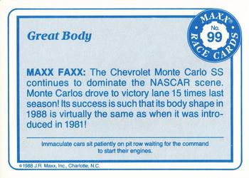 1988 Maxx #99 Great Body Pit Row Back