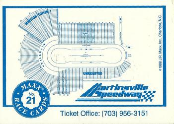 1988 Maxx #21 Martinsville Speedway Back