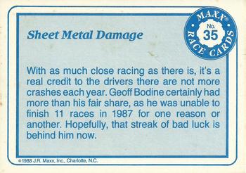 1988 Maxx #35 Sheet Metal Damage Back