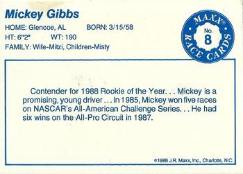 1988 Maxx #8 Mickey Gibbs Back