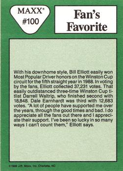1989 Maxx #100 Bill Elliott Back