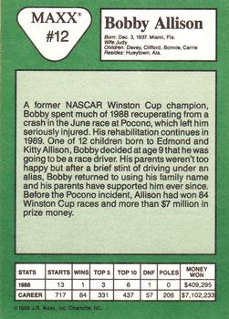 1989 Maxx #12 Bobby Allison Back