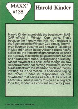 1989 Maxx #138 Harold Kinder Back