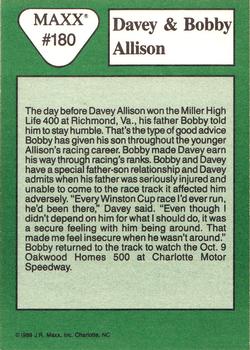 1989 Maxx #180 Davey Allison / Bobby Allison Back