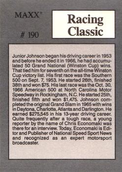 1989 Maxx #190 Junior Johnson / Chris Economaki Back