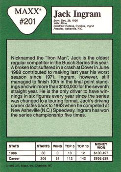 1989 Maxx #201 Jack Ingram Back