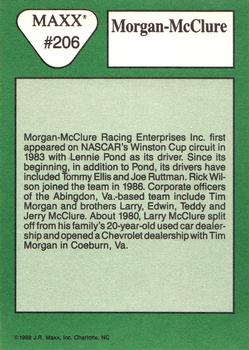 1989 Maxx #206 Tim Morgan / Larry McClure Team Back