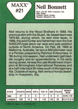 1989 Maxx #21 Neil Bonnett Back