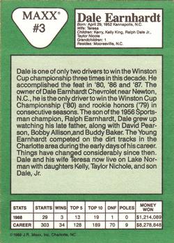 1989 Maxx #3 Dale Earnhardt Back